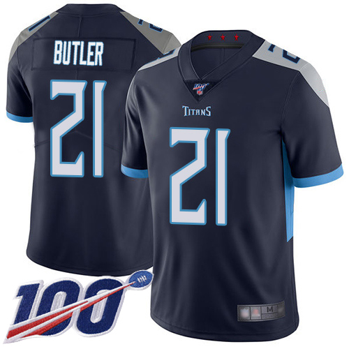 Tennessee Titans Limited Navy Blue Men Malcolm Butler Home Jersey NFL Football 21 100th Season Vapor Untouchable